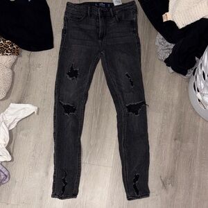 Hollister Black Washed Ripped Skinny Jeans